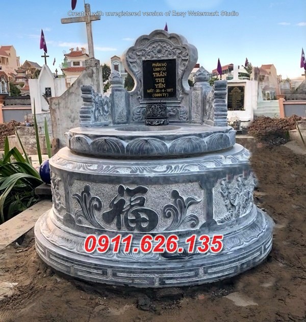 041+ Lăng mộ tròn đơn giản bằng đá để tro cốt hài cốt tại Cà mau