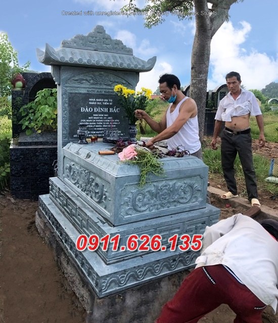 15# mẫu mộ sân vườn bằng đá khối đẹp
