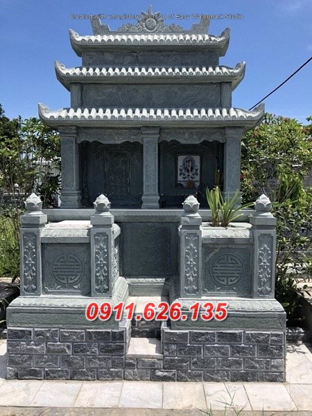 8# mẫu nhà mồ đôi để tro cốt bằng đá đẹp