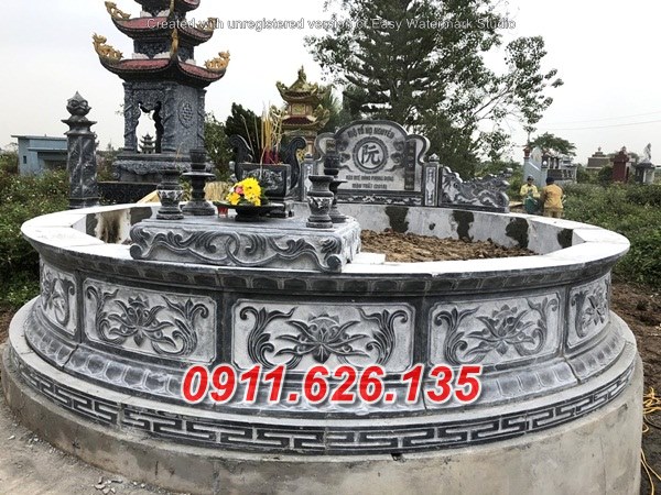 Hòa bình ^9 mẫu mộ tròn đá xanh đẹp bán tại hòa bình