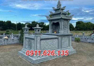 Mẫu nhà mồ đá để cốt +0027 Mộ đá 3 ba mái đao