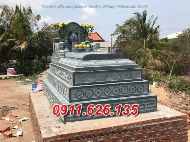 mẫu mộ chôn tươi 1 một lần bằng đá khối đẹp #12