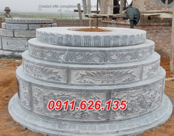 thái nguyên mẫu mộ đá xanh tròn đẹp bán thái nguyên