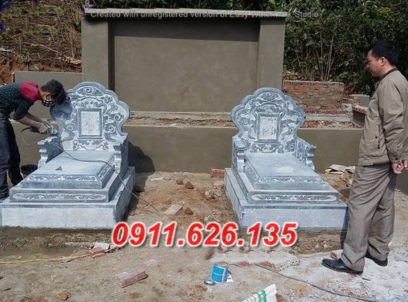 40^ Mẫu mộ đá đôi đẹp bán tại bắc giang- giữ cốt