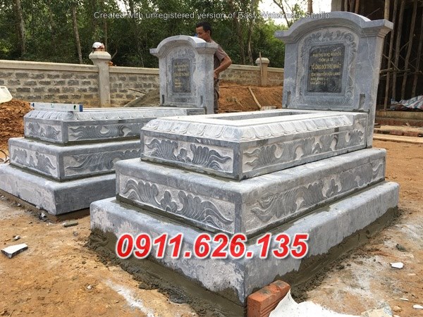 Mẫu mộ đá đôi đẹp bán tại Quảng trị 03 lăng mộ tam cấp