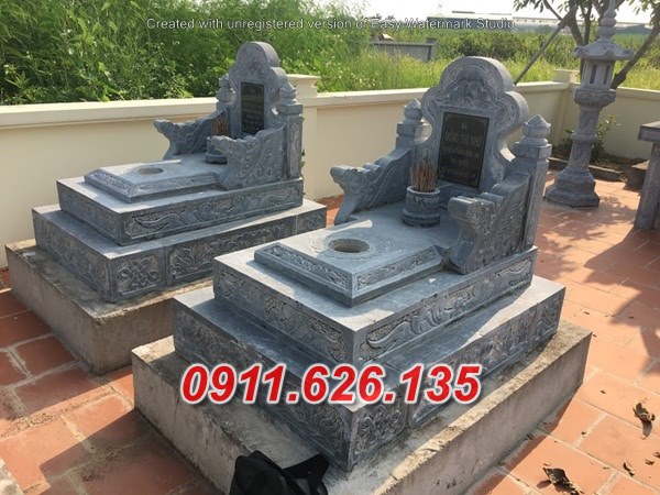 Mẫu mộ đá đôi đẹp bán tại bình thuận 12^ lăng mộ đá tam cấp