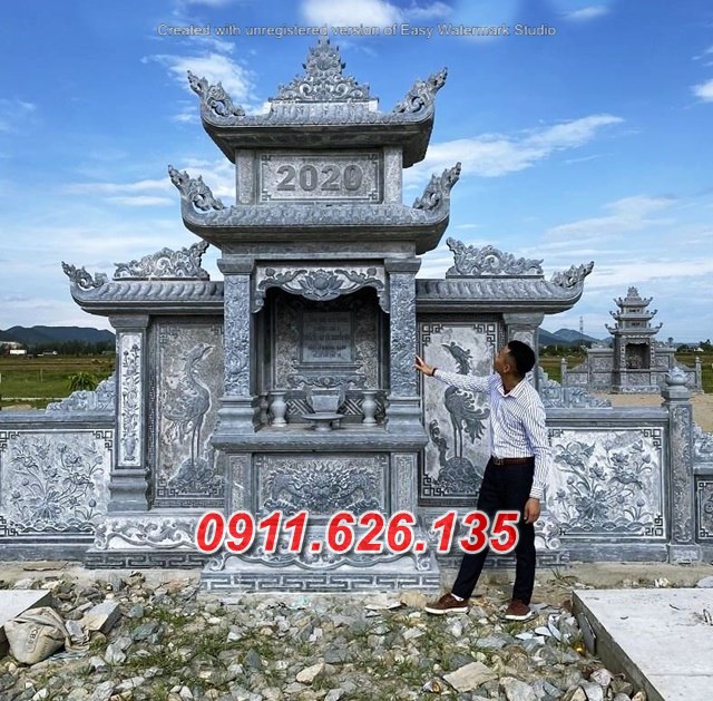 Mẫu mộ đá đôi đẹp bán tại kon tum 13^ lăng mộ đá xanh