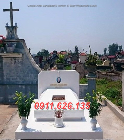 Mẫu 39+ mộ công giáo bằng đá trắng nguyên khối đẹp bán