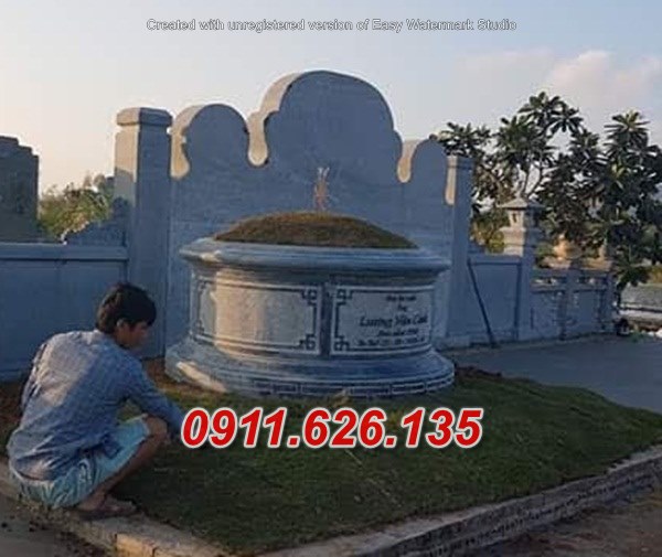 Vĩnh long + mẫu mộ tròn bằng đá ninh bình đẹp bán