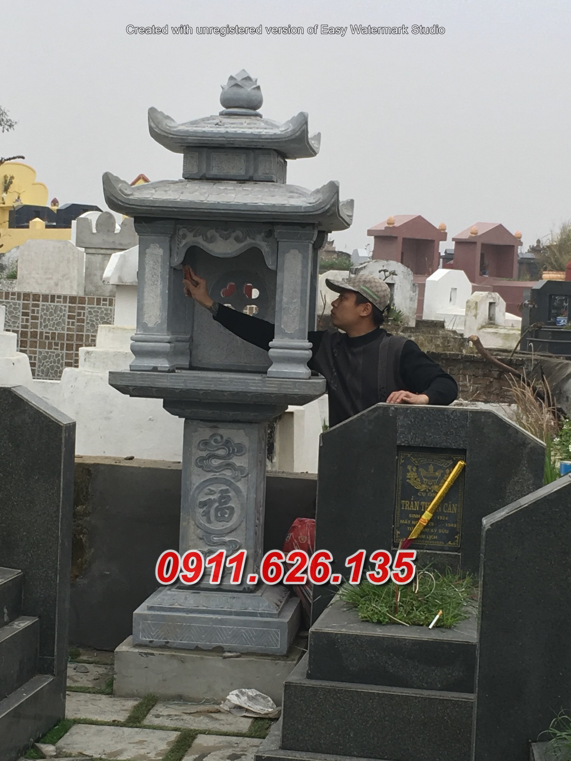55- cây hương thờ nghĩa trang bằng đá đẹp điện biên