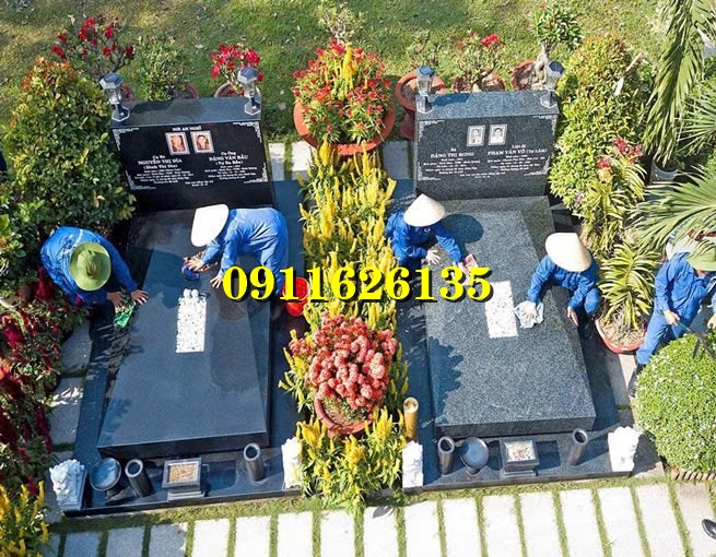 Mộ đá ốp granite một mái ,không mái