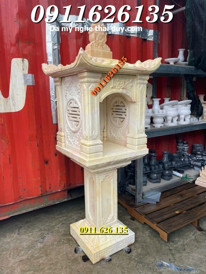 Mẫu Bàn Thờ Thiên Phật Thổ Công Bằng Đá vàng Nguyên Khối Bán Tại Đồng Nai