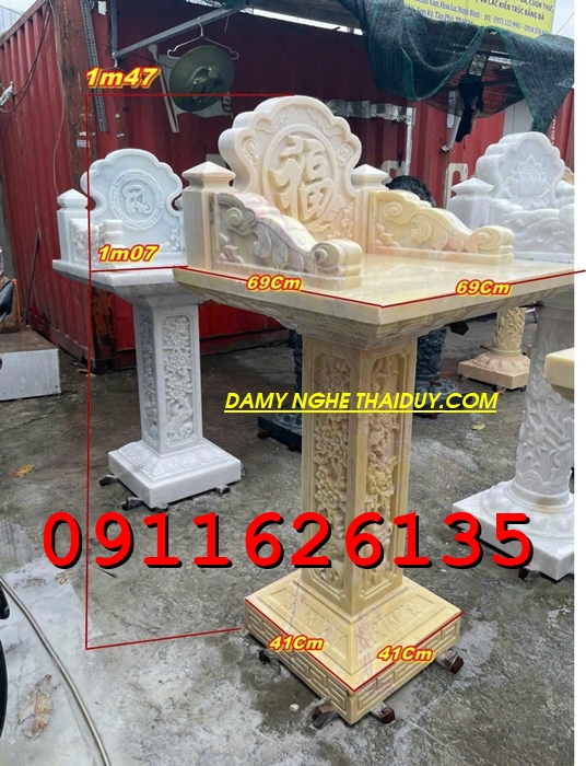 Mẫu bàn thờ Thiên đá vàng không mái bán tại an giang