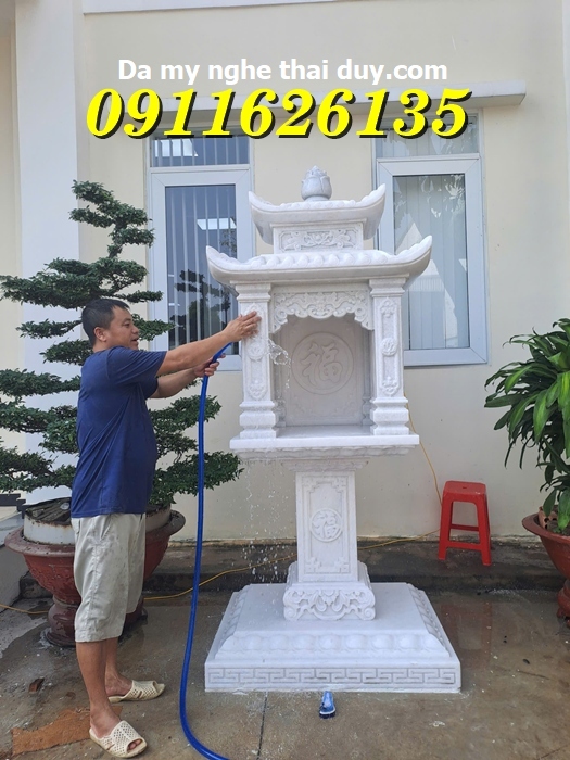 Mẫu bàn thờ Thiên hai mái đá trắng bán an giang