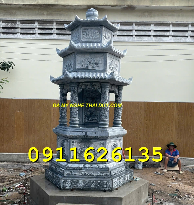 mẫu am thờ đá xanh bằng tháp nguyên khối bán tại An Giang