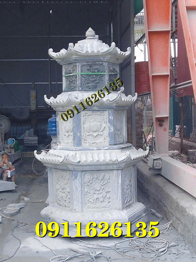 mẫu tháp đá ba tầng để tro cốt đẹp tại Tây Ninh